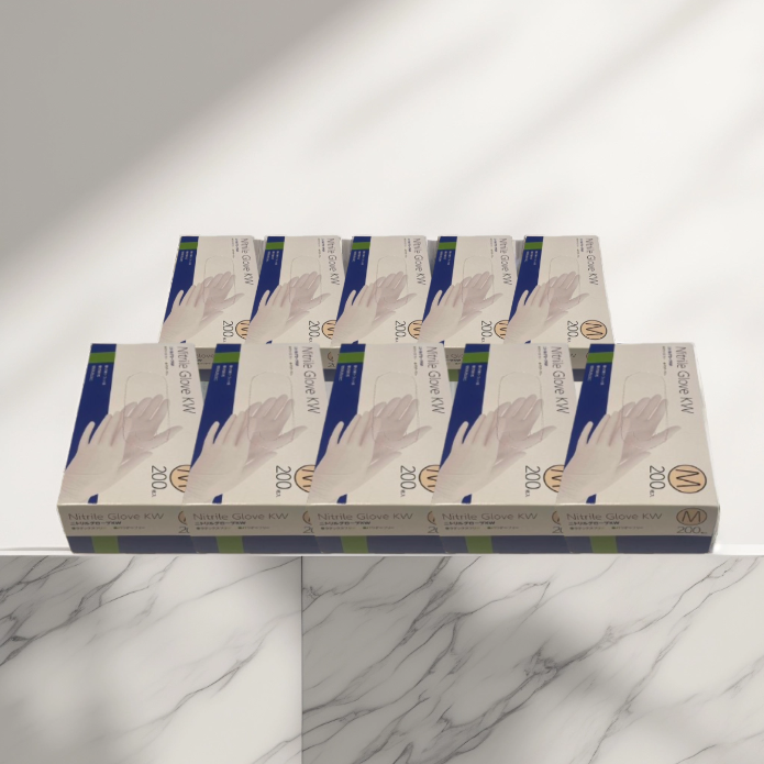 ニトリルグローブKW ホワイト　200枚入 × 10箱